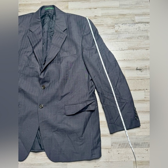 Lauren Ralph Lauren Blazer Jacket Men's 42R Navy Blue Classic Pinstriped - Picture 2 of 13